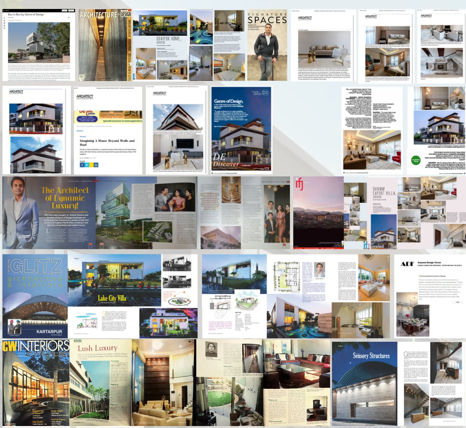 Magazine and online features on Genre of Design projects – tear sheets
